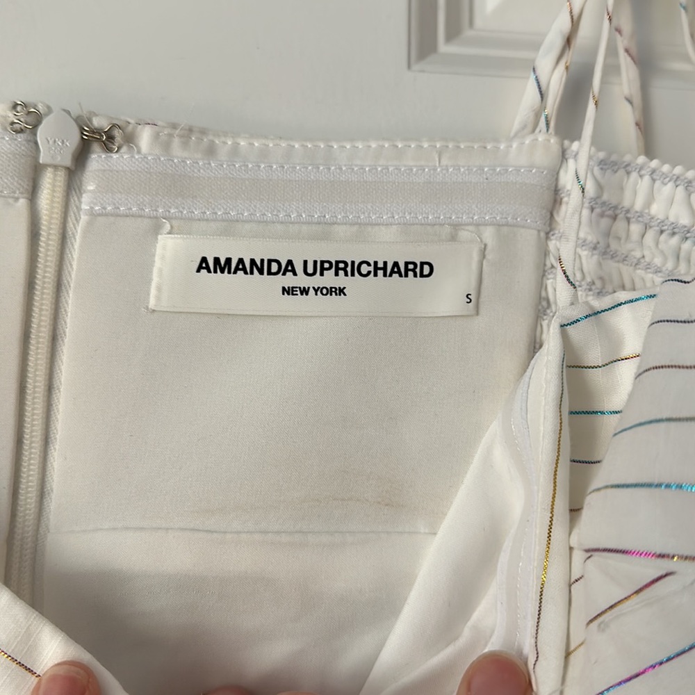 Amanda Uprichard | Jojo Dress In Pandora Pinstripe View 3
